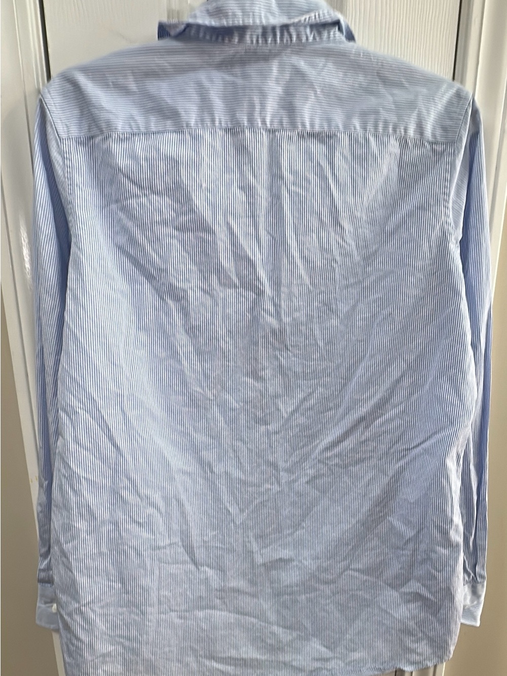 ANN MASHBURN Tomboy Popover Shirt Light STRIPE Blue Button-Down Shirt. Pit-pit19 - Picture 8 of 10